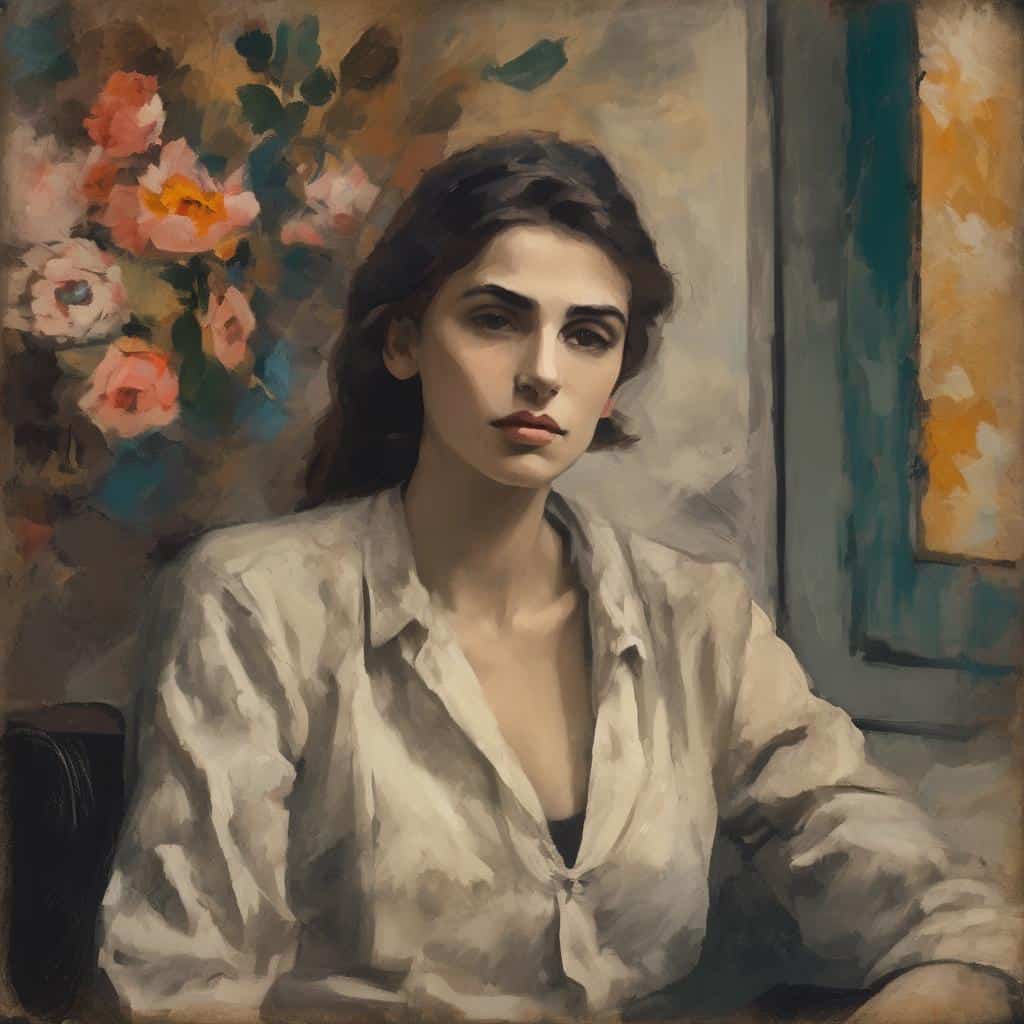 Ομορφη γυναίκα σε πορτρέτο, τέχνη και πραγματικότητα.